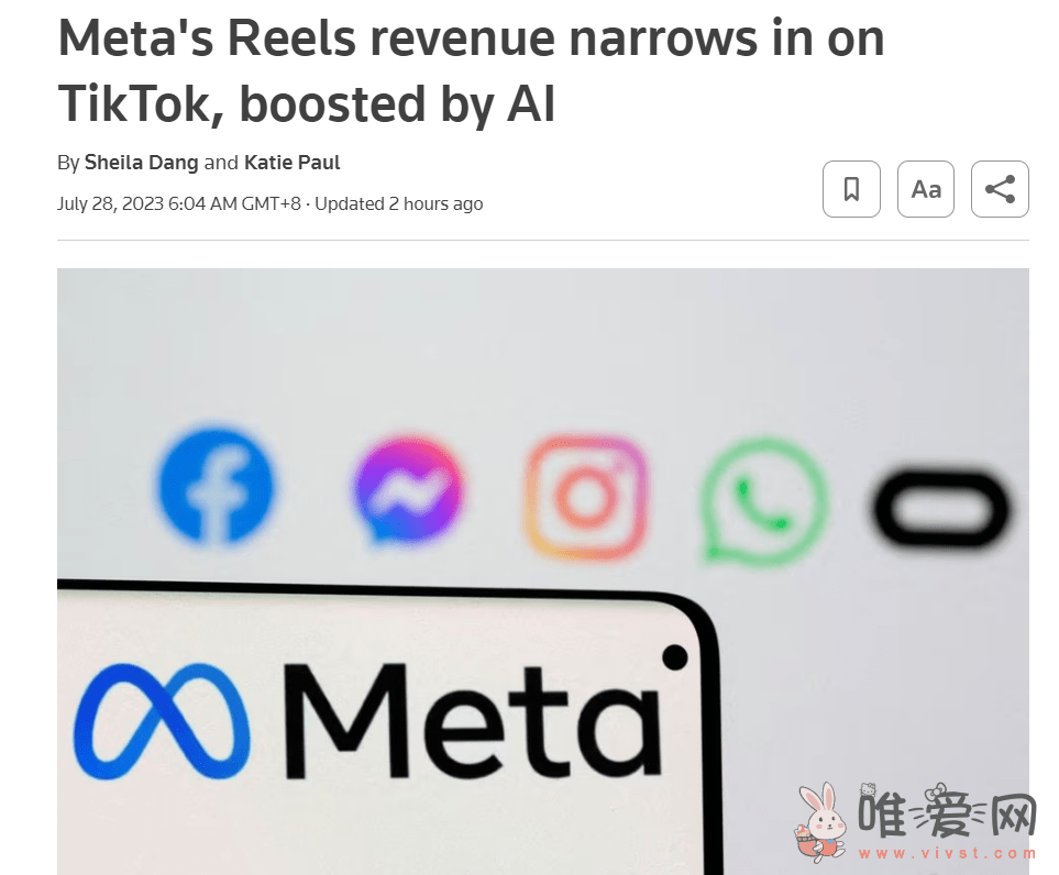 Meta旗下Reels视频的用户和广告商增长迅猛：迅速赶上TikTok！